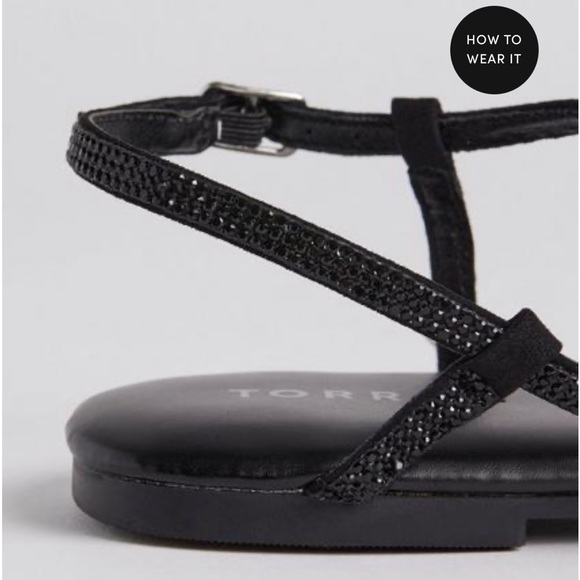 SIZE 8 WW EMBELLISHED ASYMMETRIC STRAPPY SANDALS WOMENS NWT BLACK - Picture 5 of 6